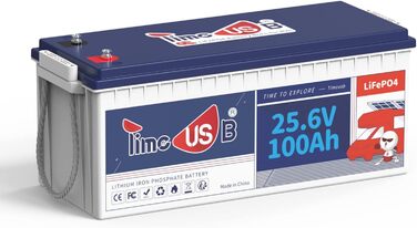 Акумулятор LiFePO4 Timeusb 24 В 100 Ач, 2560 Втгод, 100 А BMS, 10 років, для автофургону, кемпера, накопичувача енергії