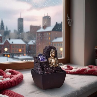 Декоративний фонтан Zen'Light Zimmerbrunnen: для дому, офісу, медитації, LED-підсвітка, H 18 см