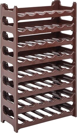 Стелаж для пляшок Novaliv на 24 пляшки, розширюваний, багатоярусний, органайзер для напоїв, для зберігання PET-пляшок, полиця для вина, коричневий