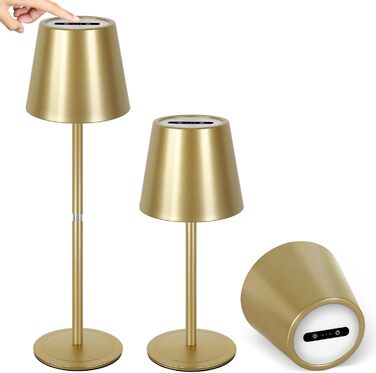 LED-лампа настільна бездротова OUTON (2 шт.) з регулюванням яскравості, 3 режими кольору, USB-C зарядка, IP54, 30 годин роботи – для дому та вулиці, чорний/золотий