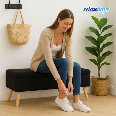 Лавка Relaxdays з місцем для зберігання, з текстурою льону