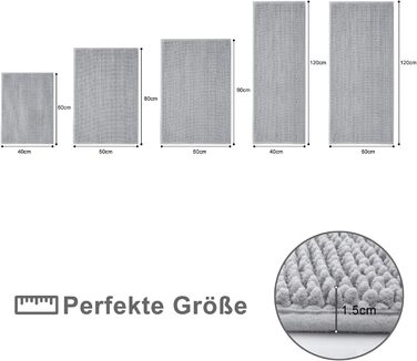 Набір килимків для ванної кімнати Homaxy з м'якої тканини Chenille, 2 шт. - антиковзаючі, швидковисихаючі, для ванної кімнати, 40x60 см + 60x90 см, сірий
