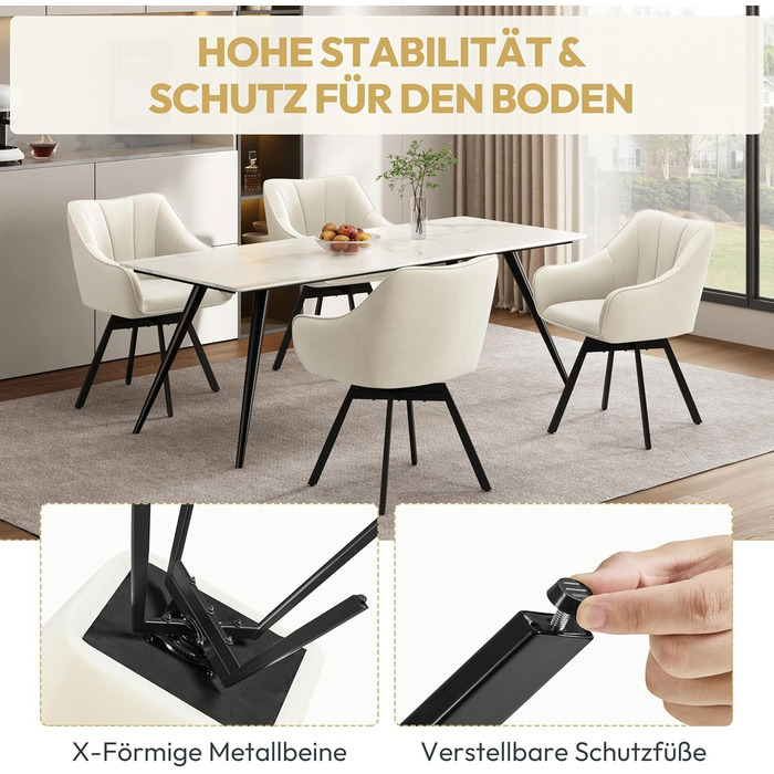 Набір з 2-х обертових кухонних стільців Yaheetech з підлокітниками та металевими ніжками, бежевий