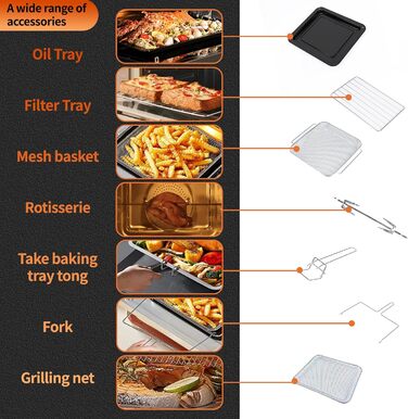 Фритюрниця без олії Emphsism Dual Zone XXL 1800W з LED-дисплеєм, 15 програм, 14л, з аксесуарами та книгою рецептів