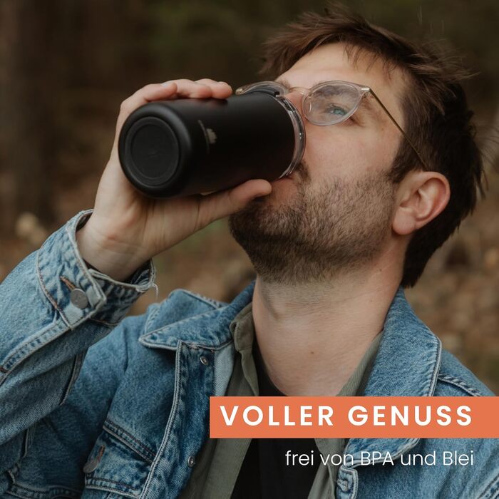 Термокружка Groenenberg 473 мл | Зберігає тепло до 4 годин | З екологічного нержавіючого сталі (Чорний)