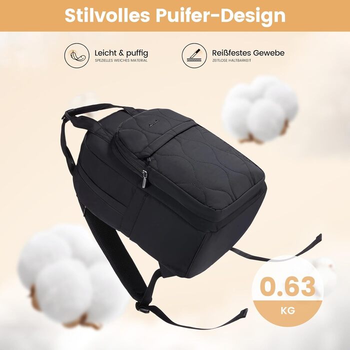 Сумка-рюкзак LOVEVOOK для жінок, рюкзак для ноутбука, шкільний рюкзак для підлітків, легкий рюкзак з підкладкою, велика робоча/навчальна сумка, рюкзак для подорожей, елегантний, чорний, 15,6 дюймів