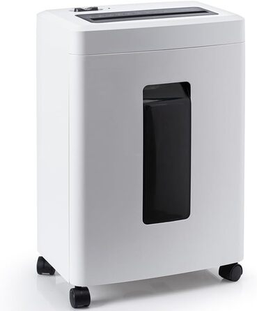 Шредер для паперу P4 з перехресним різанням: 60 хв безперервної роботи, знищення кредитних карт та скріпок. Офісний та домашній шредер з 21л контейнером, тихий, білий (бежевий, 10 аркушів)