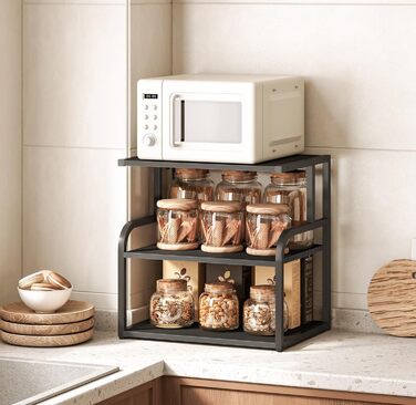 HOOBRO Стійка для принтера, 3-ярусний стіл-організатор, багатофункціональний письмовий стіл, стійка-шафа для принтера, з регульованою полицею, для офісу, кухні, вітальні, чорний EBB06PS01