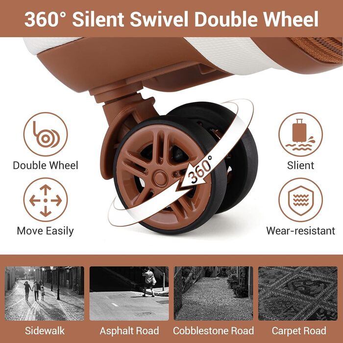 KONO Чемодан-Тролей 55 см, Кремовий Білий | Валіза для подорожей