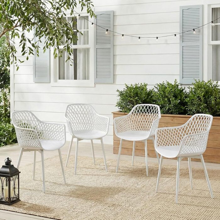 Набір садових стільців для відпочинку на терасі та балконі. Міцні крісла з підлокітниками, витримують до 120 кг, колір білий