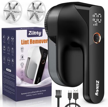 Електричний видалення ворсу Ziitty: 3 режими, 6-клинковий насадка, для різних тканин, Type-C зарядка, щітка для чищення