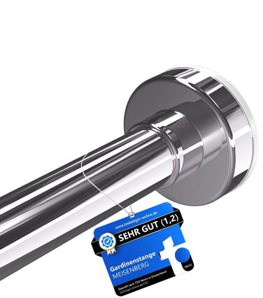 Штанга для душу без свердління 90-160 см, срібна, Ø 25 мм, телескопічна – для ванної, душової кабіни та перегородки. 1 шт.