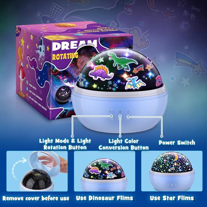 Нічник для дівчаток Unicorn Starry Sky Projector для дівчаток 3-8 років (синій)