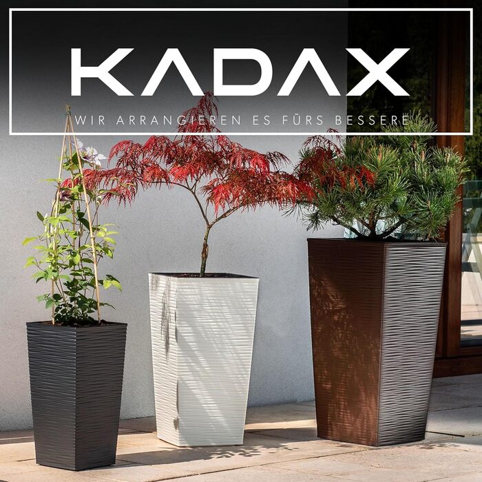 Набір горщиків для квітів KADAX (3 шт.) – 36/46,5/57,5 см, пластик, для дому та саду, сірий