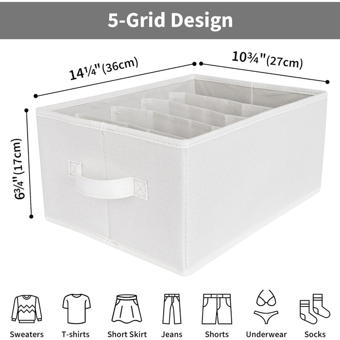 Органайзер для джинсів і гардеробу, складні коробки для зберігання (6 шт. , білі)