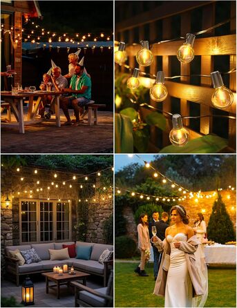 LED гірлянда для вулиці, 20.7м, з таймером, 30+1 лампочки G40, диммування, IP44, для декору саду, балкону, дому