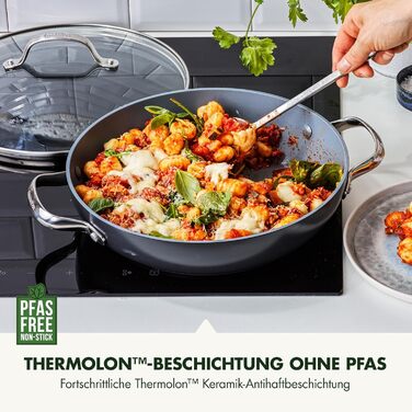 Сковорода GreenPan Valencia Pro з антипригарним покриттям Harteloxierte, 20 см та 26 см, не містить PFAS, нержавіюча сталь, індукція, придатна для миття в посудомийній машині та духовці, сірий колір