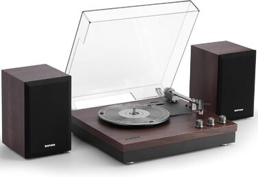 Вініловий програвач з зовнішніми стерео динаміками, Bluetooth Hi-Fi, вінтажний дизайн