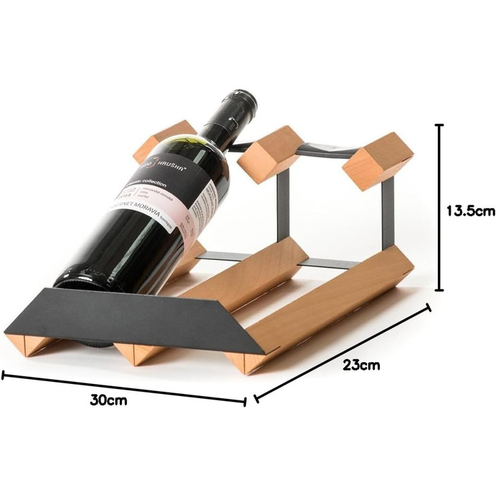 Стильна полиця для вина RAXI™ з бука (2 пляшки) - преміум дизайн