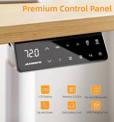 Електричний регульований стіл MAIDeSITe EL2 Pro Art з овальною основою, Dualmotor, 180 кг, 4 пам'яті, захист від зіткнень (білий)