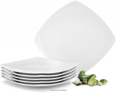 Набір з 6 тарілок для посуду 25,5x25,5 см порцеляна біла