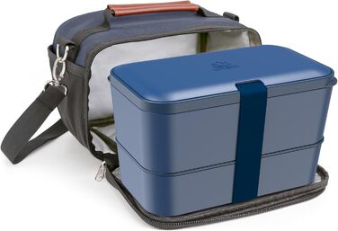 З сумкою для обіду та 2 контейнерами для соусу, герметичний, 1 Bento Lunchbox XL, Midnight Blue & Blue