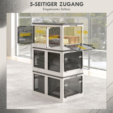 Набір з 3 органайзерів для зберігання, складаних, на колесах, 60 x 42 x 34 см, білі