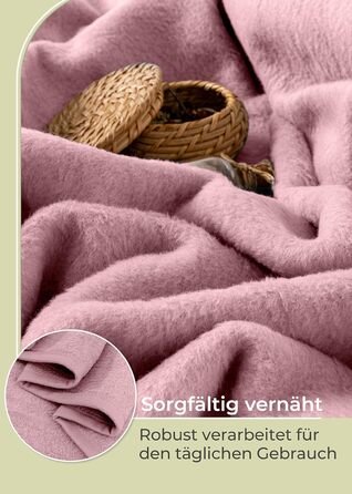 Ковдра LAYENBURG Premium з бавовни, Oeko-Tex 100, 150x200 см, пудрово-рожева. М'яка пледова ковдра для дому, дивана та ліжка. Бавовняний мікс, тепла та затишна.
