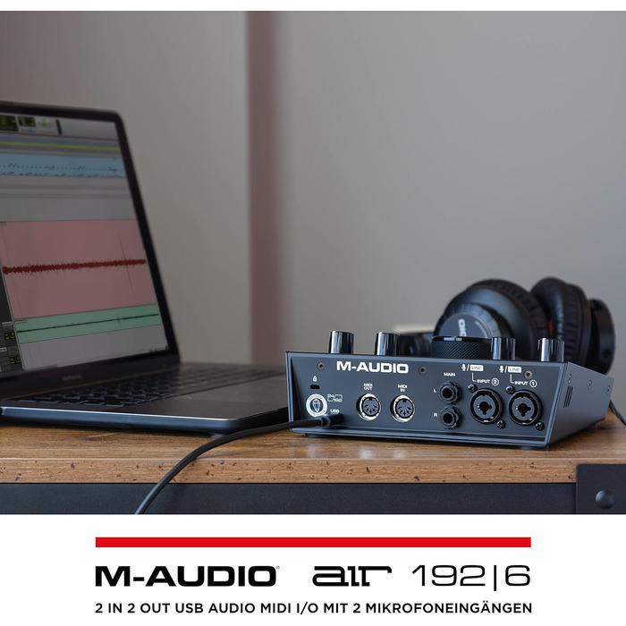M-Audio Air 192|6: USB аудіоінтерфейс для запису в студійній якості з 2 XLR/Line входами та програмним забезпеченням AIR 192|6 (Чорний)