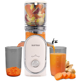 Електричний соковичавник SUSTEAS, 133 мм, повільний віджим, 300 Вт, 1.5 л, для цілих фруктів та овочів, легкий у чищенні, висока вихідність соку, білий