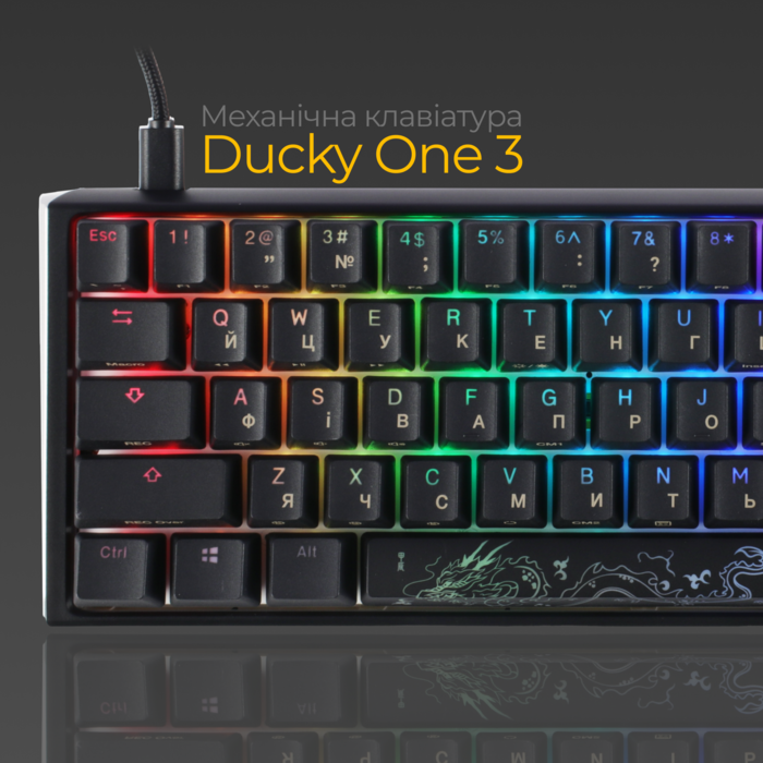 Механічна клавіатура Ducky One 3 Mini Cherry MX Silent red RGB Black UA