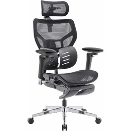 Офісний крісло MUSSO X700 з регульованою поперековою підтримкою GlideTrack, 6D підлокітниками, 4D підголівником та зсувною основою та підставкою для ніг – інтелектуальний комфорт для роботи, навчання та геймінгу (чорний)