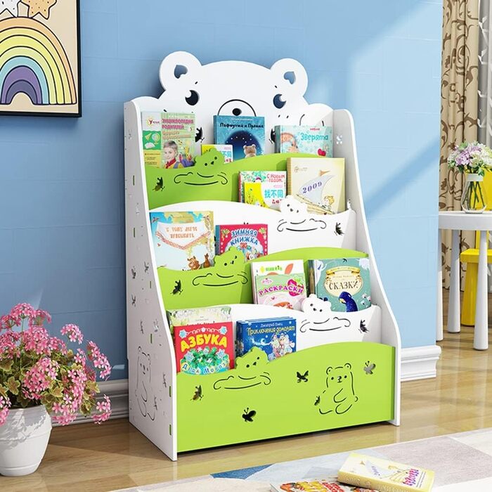 Книжкова шафа Мультфільм Дитячий садок Книжка з малюнками Полиця для зберігання дитячої кімнати без запаху Підходить для розміру дитини (колір B, S 60x33x80 см) 60x33x80 см B