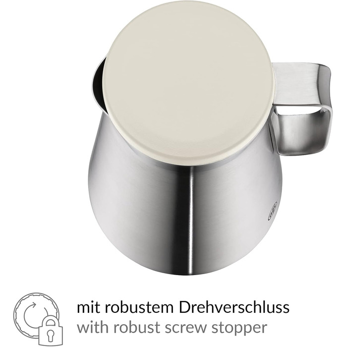 Термос Alfi DRIVE! 1.0л, кокосовий білий мат, з подвійних сталевих стінок, зберігає тепло 12 год, холод 24 год, з поворотним кришкою, великий отвір, BPA-free