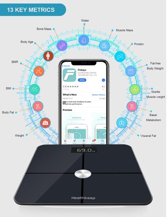 Цифрова шкала жиру в організмі, ITO, Smart with App, 180 кг, загартоване скло, 2023, Чорний