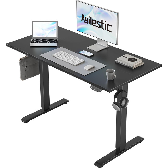 Регульований стіл Agilestic 100x60 см, електричний, з пам'яттю, чорний. Ергономічний стіл для роботи та комп'ютера