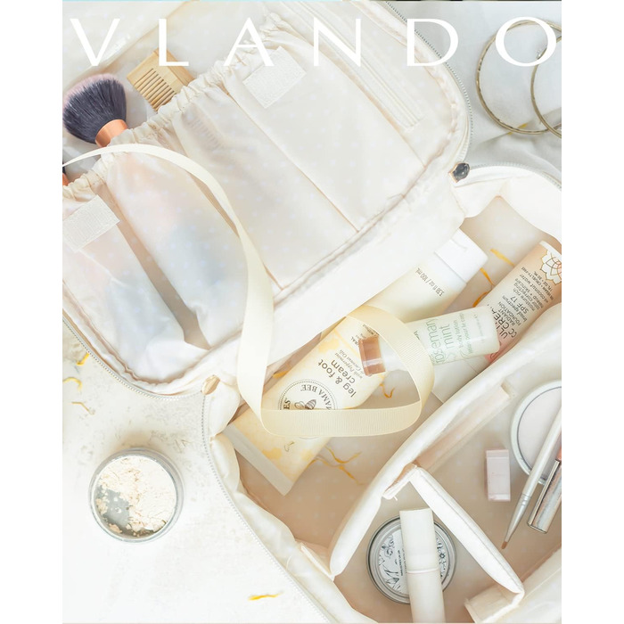 Дорожня косметичка Vlando водонепроникна шкіряна світло-біла