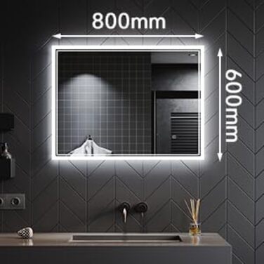 Дзеркало для ванної кімнати SONNI LED з підсвічуванням 80x60 см, біле