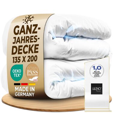 Плед-пухове покривало LILENO HOME Premium 135x200 см – пух 90%, перо 10%, Made in Germany, Oeko-Tex, 60°C