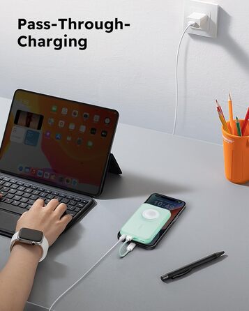 Вт PD, 10000 мАг, з функцією зарядки від Apple Cable & Watch, 2 шт. USB-C, LED-дисплей, 20