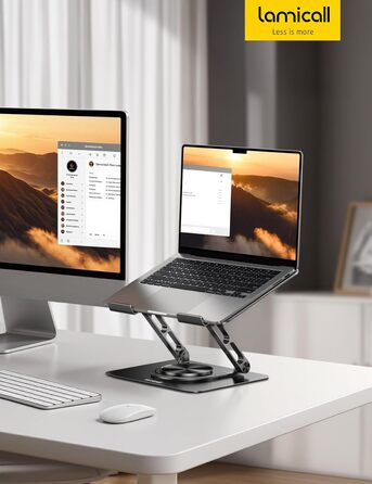 Підставка для ноутбука Lamicall, регульована - 360° обертання, складна, алюмінієва - для столу/офісу, універсальна ергономічна підставка для Macbook Pro Air, 10-17,3' (чорна)