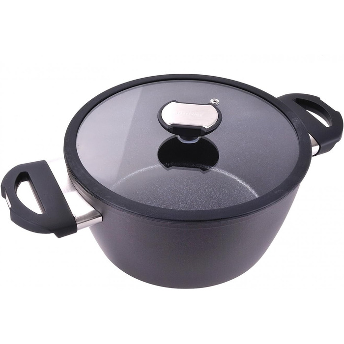 Каструля Berndes Balance Induction Enduro з індукційним дном, 24 см, чорна, з ефектом кованого заліза, для всіх типів плит