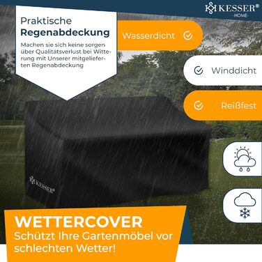 Садова банкетка KESSER® з ротангу на 2 особи з інтегрованим столиком, 143×63×88 см - стійка до погодних умов, комплект з подушками та чохлами (сірий)