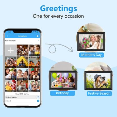 Цифровий фоторамка FRAMEO з Wi-Fi, 32GB, 10.1 дюймів, IPS LCD, сенсорний екран, Smart Cloud, автоматичне обертання. Діліться моментами через додаток Frameo