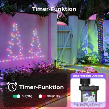 LED гірлянда для декорування: 24 лампочки, 12 м, RGB, тепле біле світло, 8 режимів, таймер, димування. Підходить для дому, саду, балкону, вечірки, весілля, святкування Різдва.