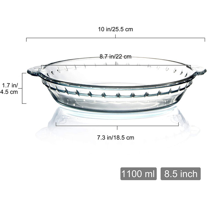 Скляна форма для випічки пирогів 22 см кругла форма для випічки пирогів із заварним кремом 22x18. 5x4. 3 см скляна форма для пирогів, американська тарілка для пирогів, пиріг па