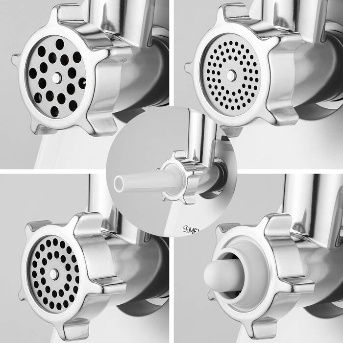 Електрична м'ясоподрібнювач з нержавіючої сталі, 2000W, з набором дисків та насадок для ковбас, чорний