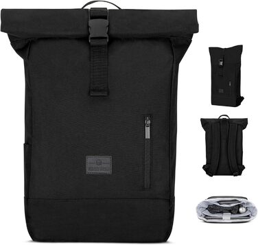 Рюкзак Johnny Urban для жінок і чоловіків чорний - Robin Medium - ролтоп з відділенням для ноутбука для бізнес-велосипеда Uni - 15 л - екологічний - водовідштовхувальний