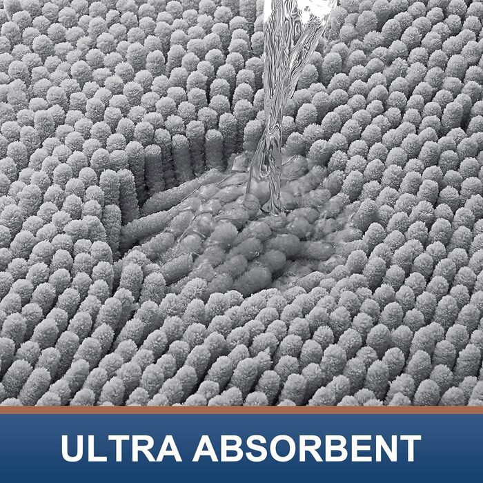 Килимок для ванної кімнати Homaxy з антиковзким покриттям, мікрофібра, 60 x 120 см, світло-сірий