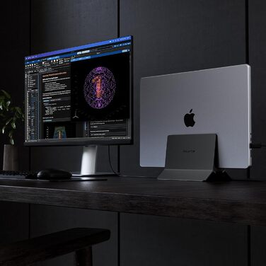 Підставка для ноутбука вертикальна, алюміній, регульована, сумісна з MacBook, iPad, Tablet, Mac mini (Чорний)